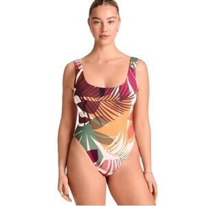 Vitamin A Tropical Print One Piece Swimsuit Scoop Neckline High-Cut Leg Medium